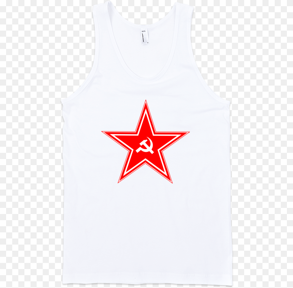 Red Star Fine Jersey Tank Top Unisex White Top Front Transparent Background, Star Symbol, Symbol, Clothing, Tank Top Png Image