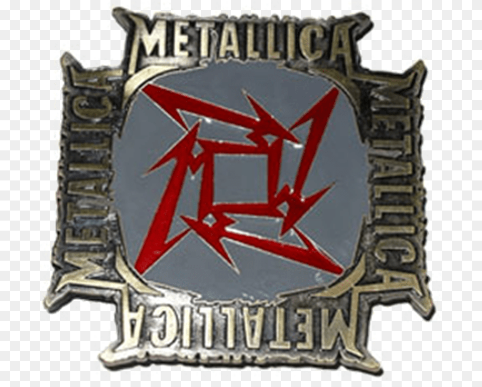 Red Star Names Buckle By Metallica Metallica Ninja Star, Badge, Logo, Symbol, Accessories Png Image