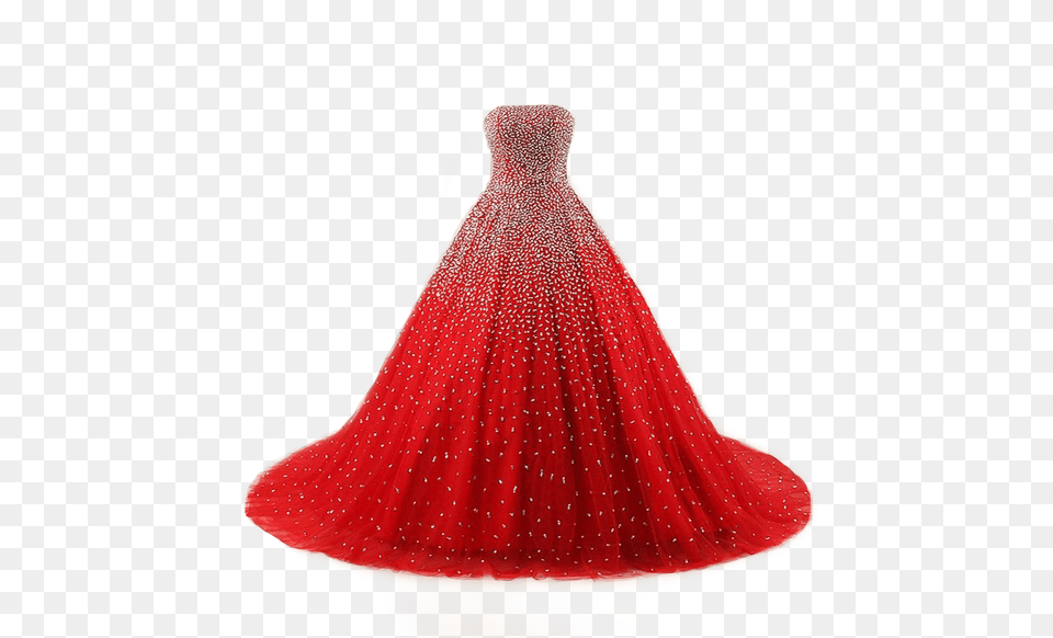 Red Strapless Prom Dress With Silver Sequins And Diamonds Gown, Clothing, Fashion, Formal Wear, Evening Dress Free Png Download