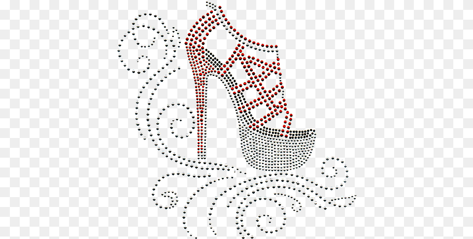 Red Strapped High Heel Shoe Over Swirls Shoe, High Heel, Clothing, Footwear, Pattern Png Image