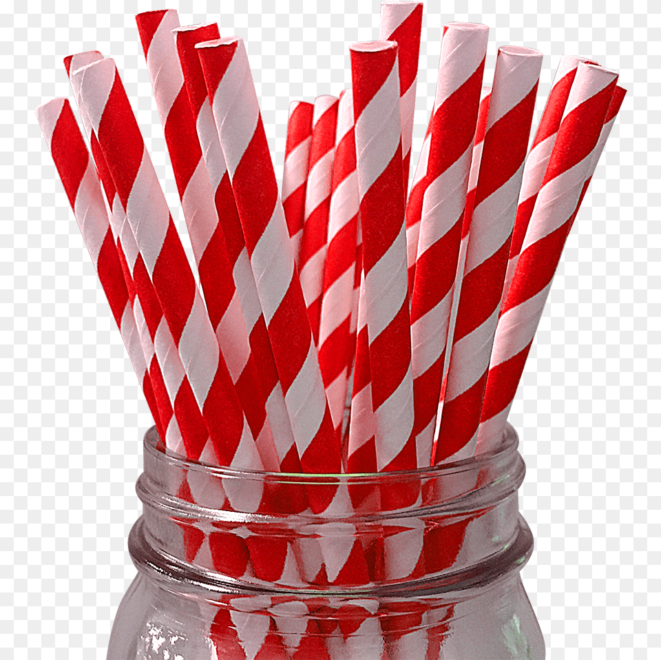 Red Striped 25pc Paper Straws Red Striped Paper Straws 24ct Amscan, Jar, Food, Sweets, Candy Free Png Download