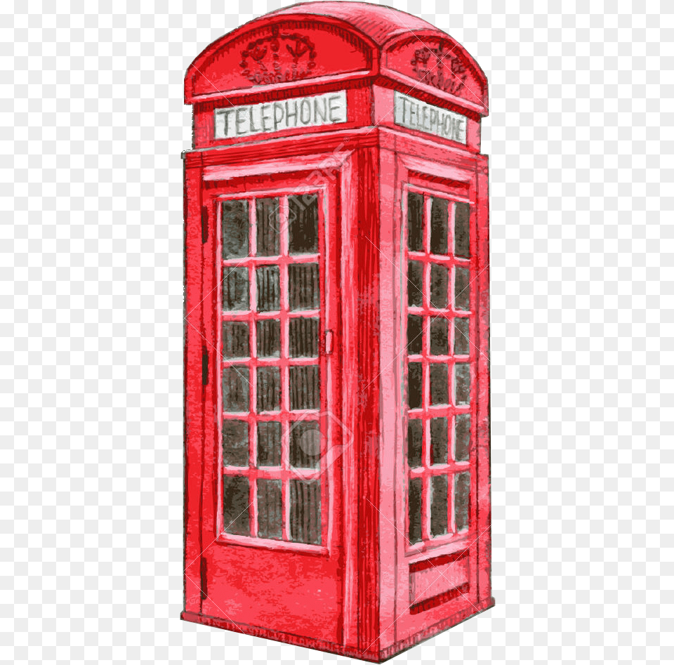 Red Telephone Booth Drawing Image Phone, Mailbox, Phone Booth Free Png Download