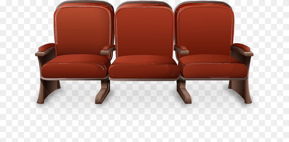 Red Theater Chair Bench Clipart, Furniture, Armchair, Cushion, Home Decor Png Image