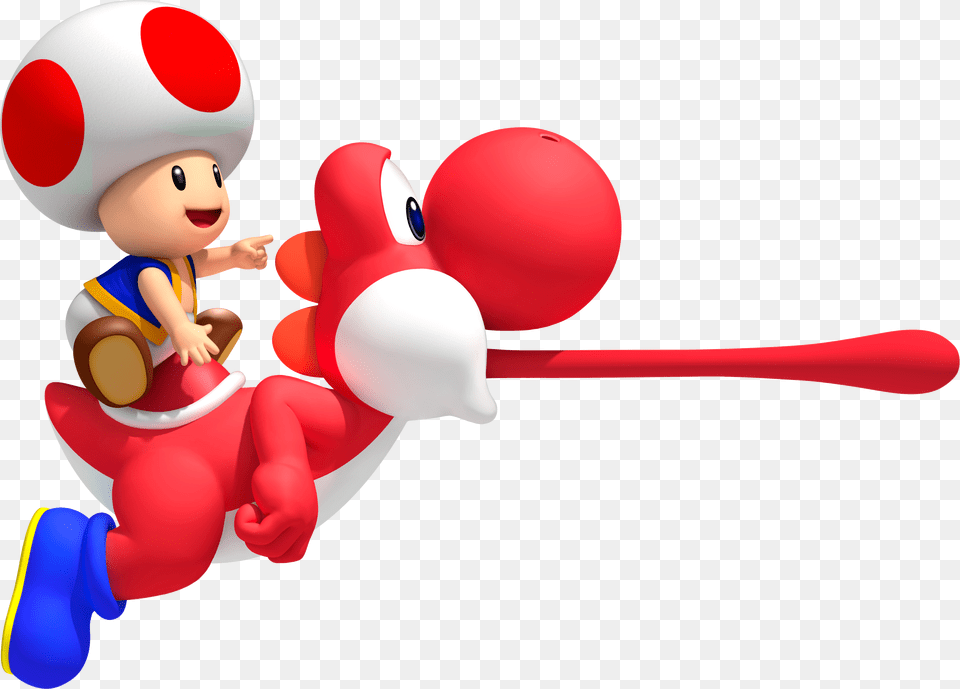 Red Toad On Red Yoshi New Super Mario Bros Wii Red Yoshi, People, Person, Baseball, Baseball Bat Png