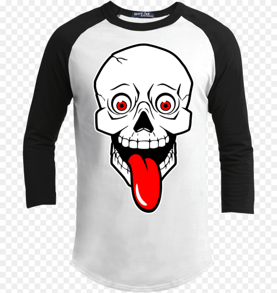 Red Tongue Skull 34 Long Sleeve T Shirt T Shirt, T-shirt, Clothing, Long Sleeve, Person Free Transparent Png