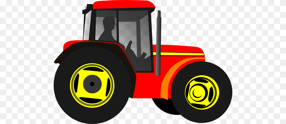 Red Tractor Clip Art, Vehicle, Transportation, Wheel, Machine Png Image