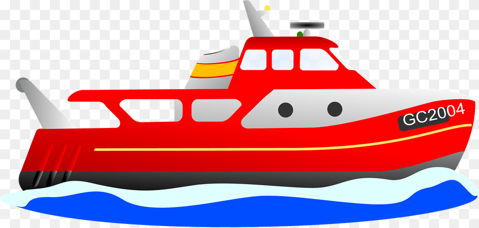 Red Trawler Clipart, Transportation, Vehicle, Watercraft, Aircraft Png Image