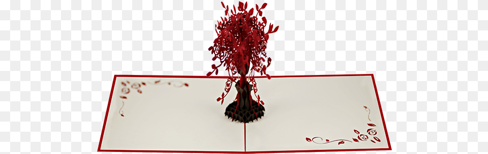 Red Tree 3d Card Illustration, Flower, Flower Arrangement, Plant, Art Free Transparent Png