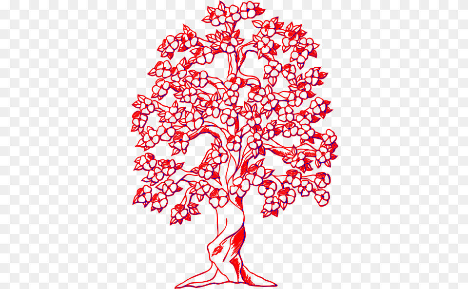 Red Tree Clip Art Vector Clip Art Online Tree With Flowers Drawing, Pattern, Accessories, Ornament, Fractal Free Png