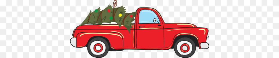 Red Truck Christmas, Pickup Truck, Transportation, Vehicle, Car Png Image