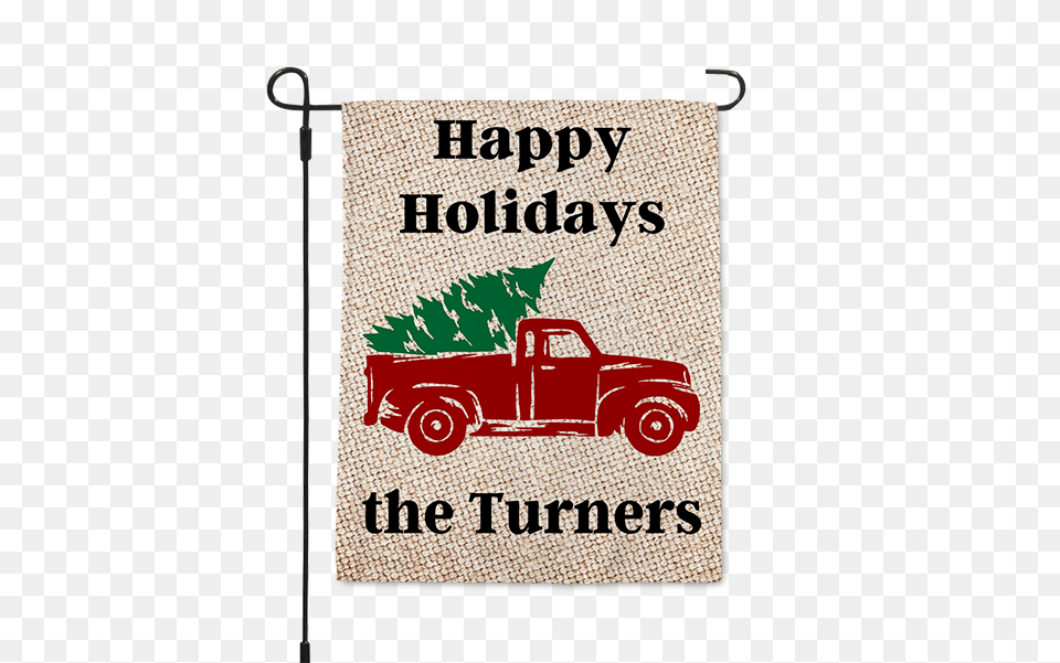 Red Truck Christmas Garden Flag, Car, Transportation, Vehicle, Advertisement Free Png Download