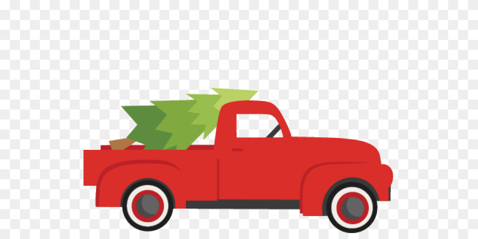 Red Truck Christmas Tree Clipart Truck With Christmas Tree Clipart Transparent, Pickup Truck, Transportation, Vehicle, Car Free Png