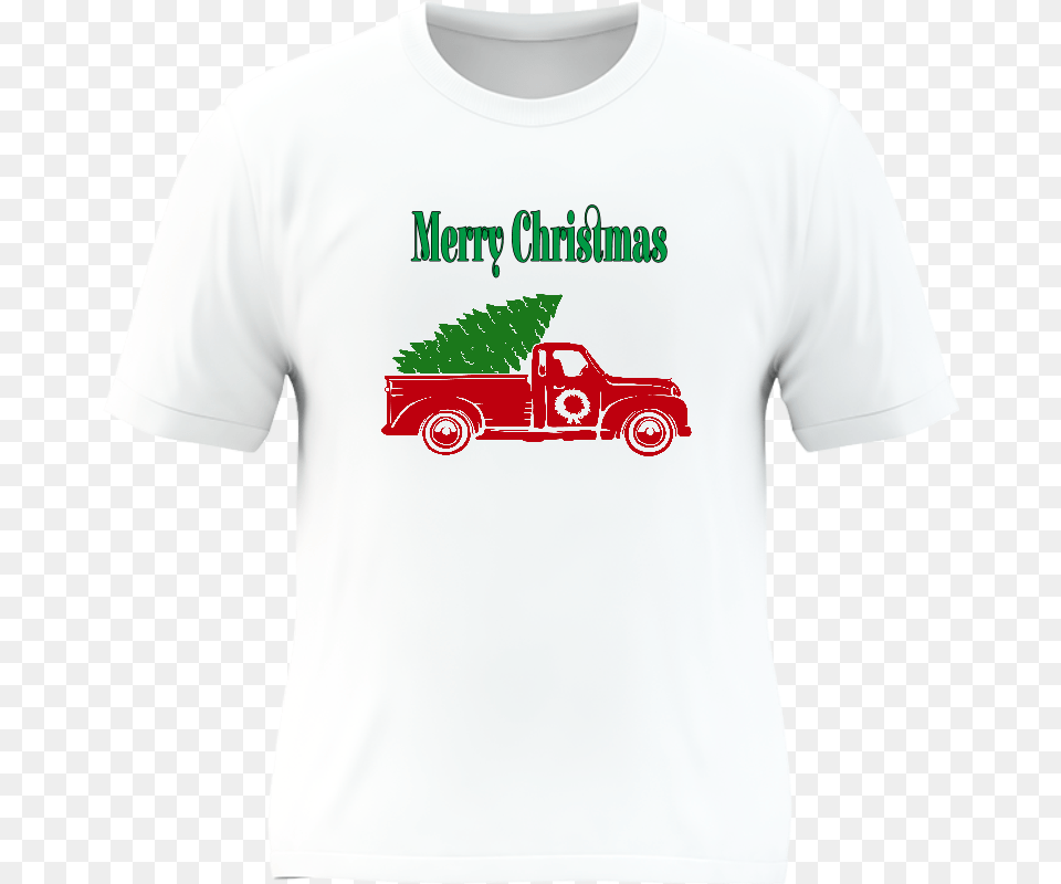 Red Truck Merry Christmas Tee Cb, Clothing, Shirt, T-shirt, Machine Png Image