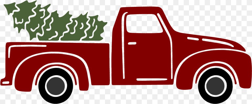 Red Truck With Christmas Tree Clip Art, Pickup Truck, Transportation, Vehicle, Machine Png Image
