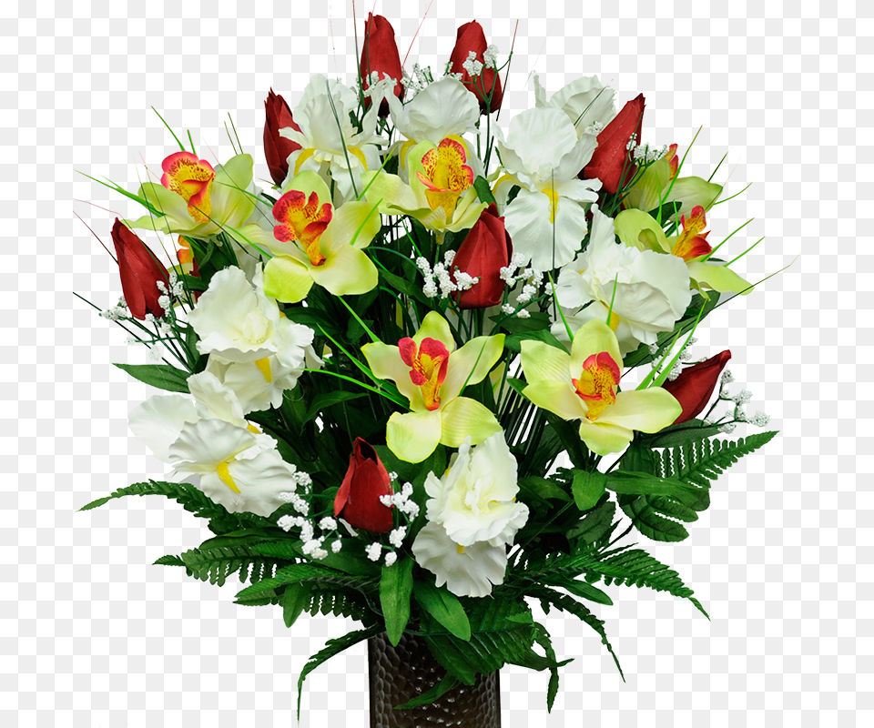 Red Tulip Amp White Iris Mix Ruby39s Silk Flowers Red Tulips And White Iris Silk, Flower, Flower Arrangement, Flower Bouquet, Plant Png Image