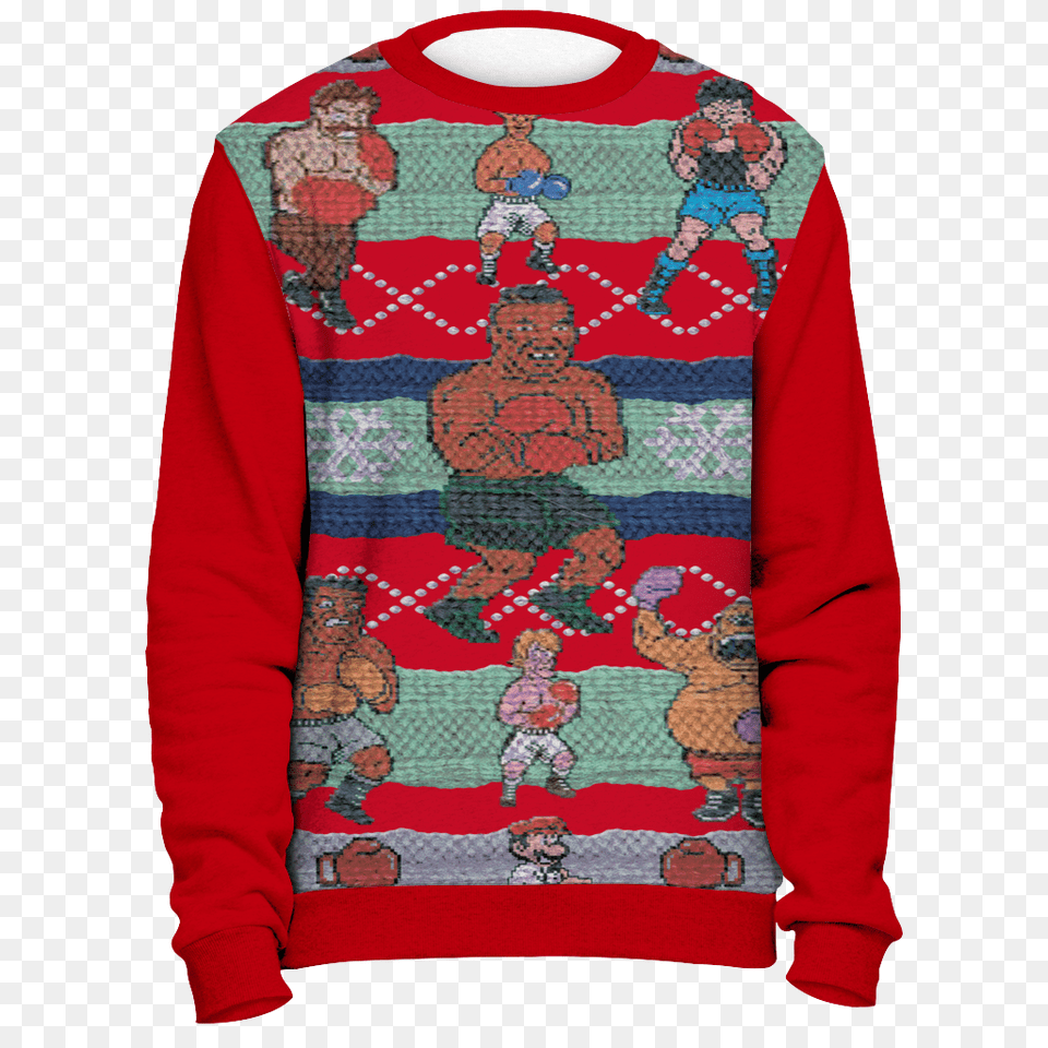 Red Tyson Punchout Inspired Ugly Christmas Sweatshirt, Hoodie, Clothing, Sweater, Knitwear Free Transparent Png