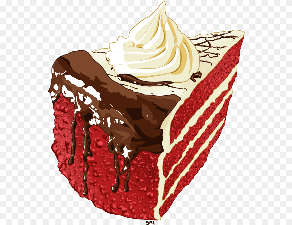 Red Velvet Cake, Food, Cream, Dessert, Whipped Cream Png Image