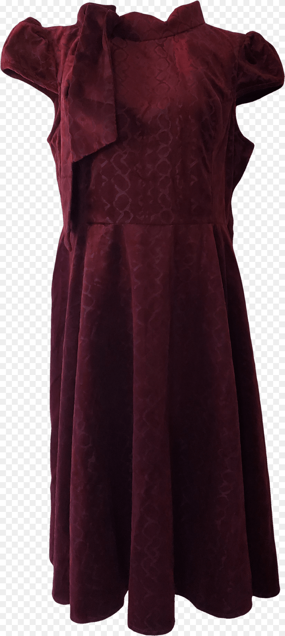 Red Velvet Pattern Dress With Tie Neck By Hearts And Gown, Clothing, Fashion, Coat, Maroon Free Png Download