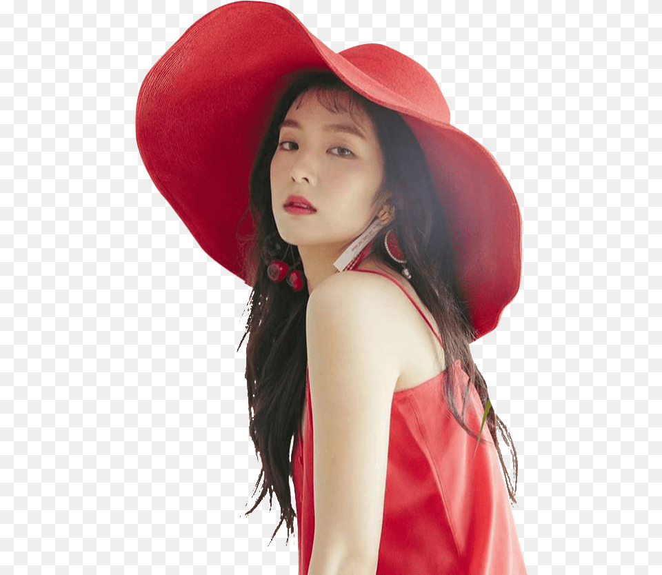 Red Velvet Redvelvet Red Velvet Red Summer Red Red Velvet Irene Red Flavor, Clothing, Sun Hat, Hat, Adult Png Image