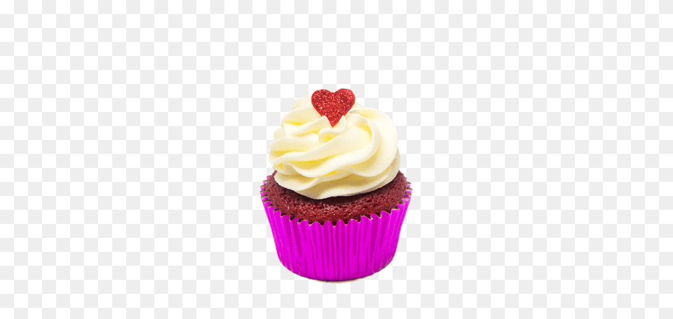 Red Velvet Valentine Project Cupcake, Cake, Cream, Dessert, Food Free Transparent Png