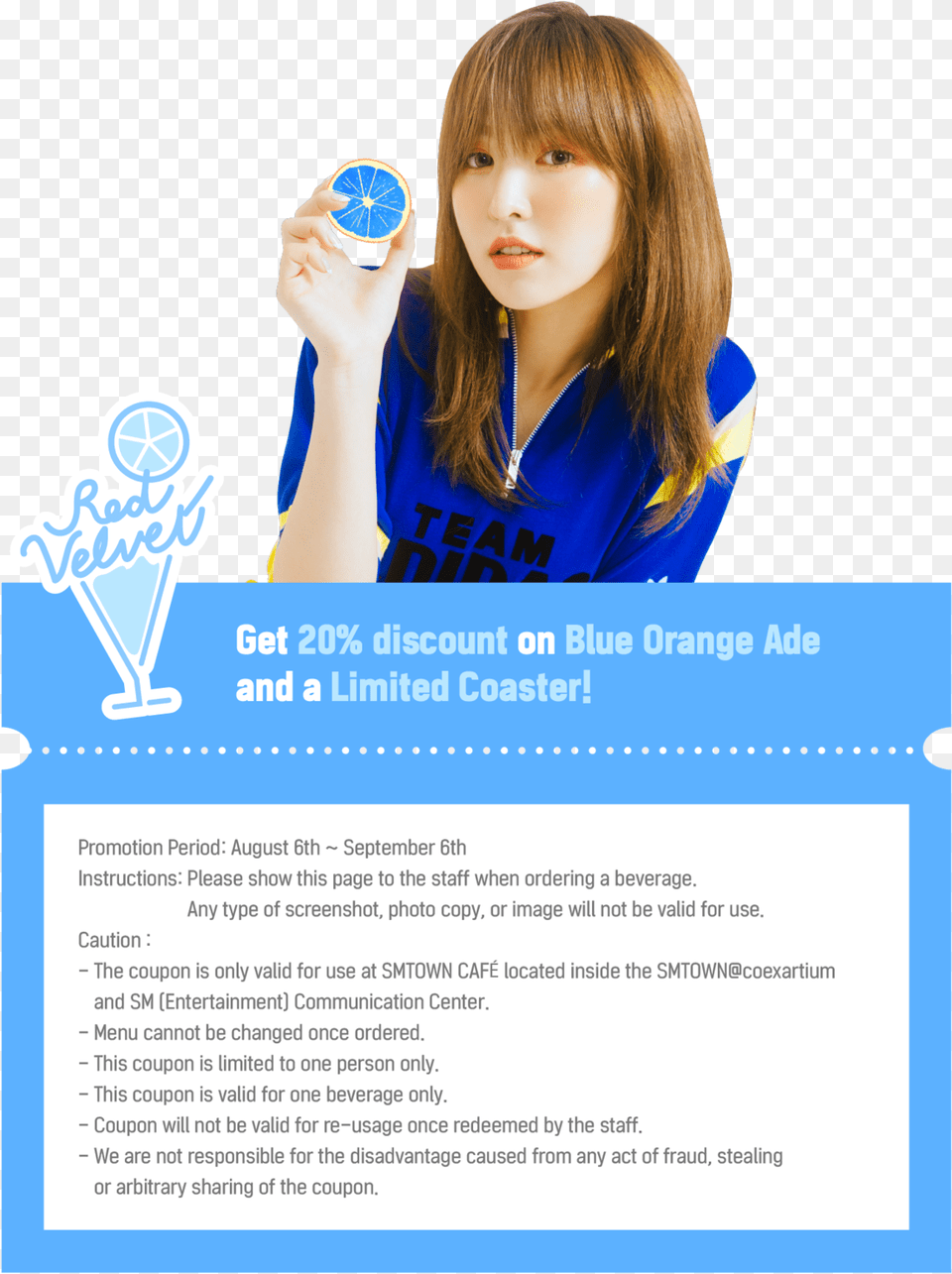 Red Velvet Wendy Blue Orange, Advertisement, Poster, Female, Girl Free Transparent Png