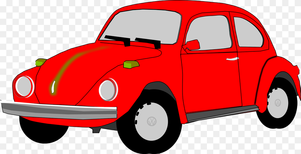 Red Volkswagen Bug Clipart, Car, Transportation, Vehicle, Machine Png Image