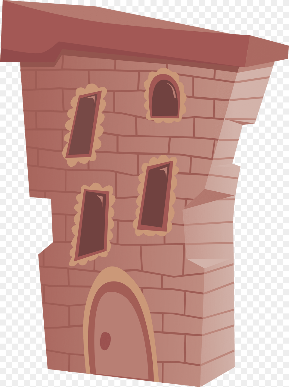Red Wacky Fantasy House Clipart, Brick, Arch, Architecture Png