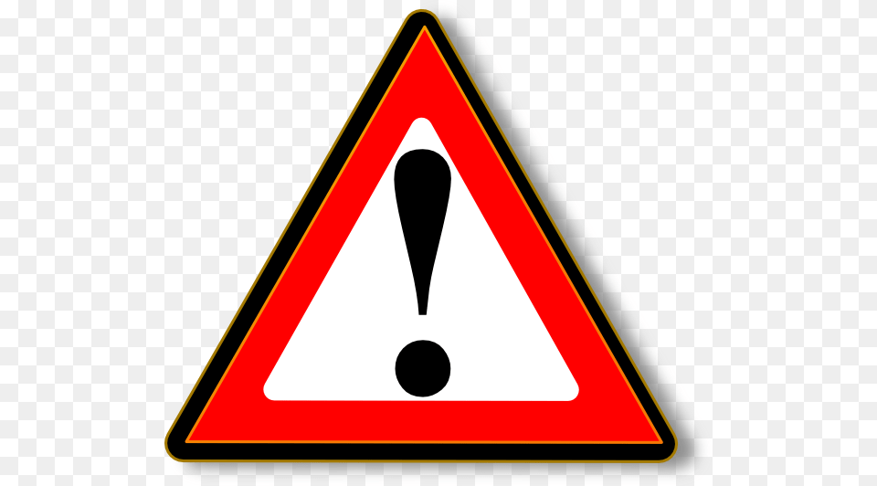 Red Warning Sign Clipart, Symbol, Triangle, Road Sign Png
