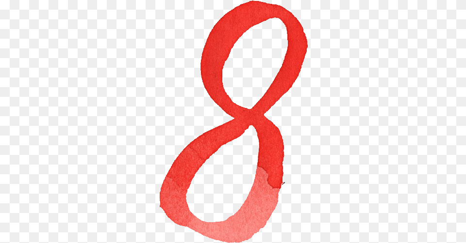 Red Watercolor Numbers Transparent Number 8 Transparent Red, Accessories, Text, Symbol, Tie Free Png