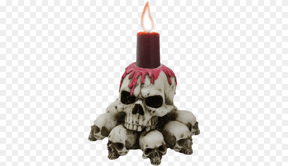 Red Wax Skull Candle Holder Melting Blood Skull On Skull Heaps Candleholder Sculpture, Birthday Cake, Cake, Cream, Dessert Png
