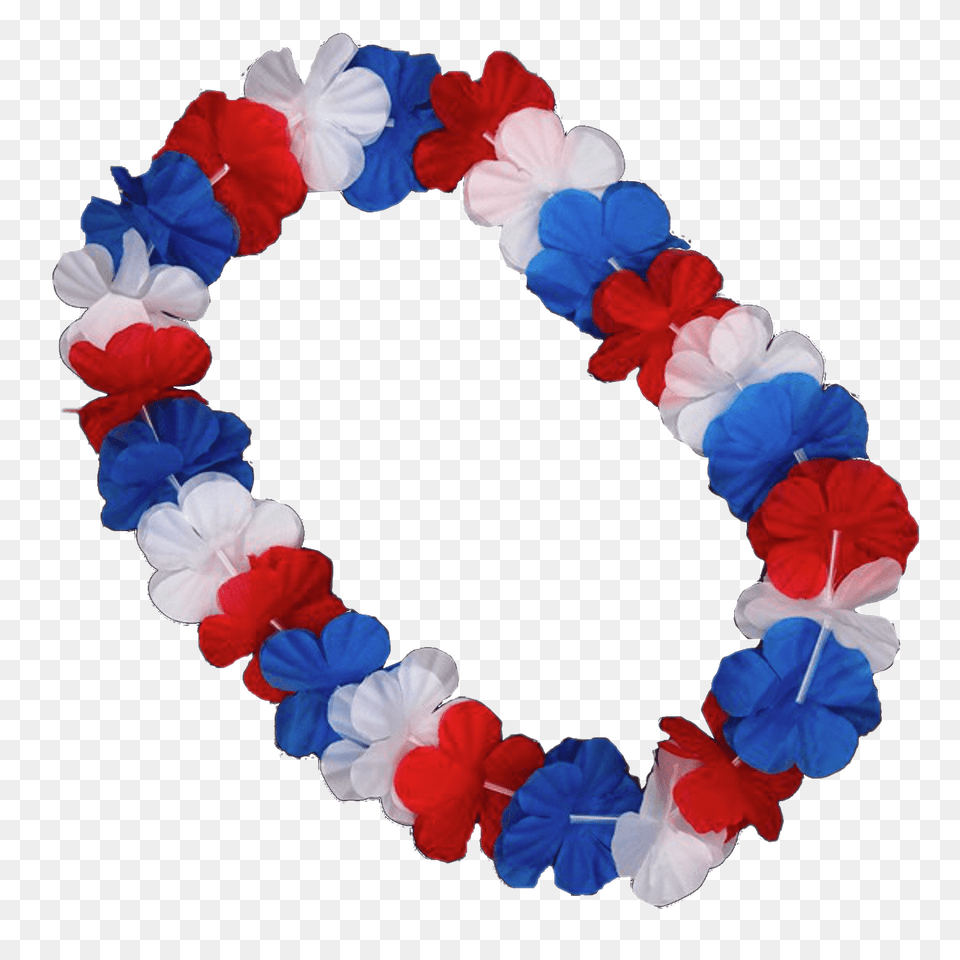 Red White And Blue Hawaiian Flower Necklace, Accessories, Flower Arrangement, Ornament, Plant Free Png Download