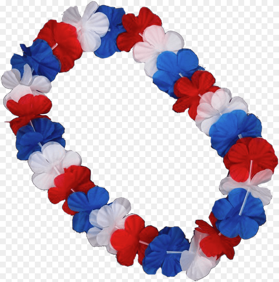 Red White And Blue Hawaiian Flower Necklace Hawaiian Flower Necklace, Accessories, Flower Arrangement, Ornament, Plant Free Transparent Png