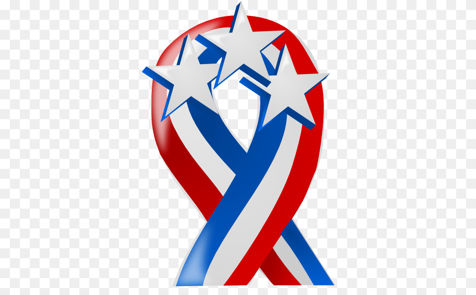 Red White And Blue Ribbon With Stars Red White And Blue Cancer Ribbon, Gold Png Image