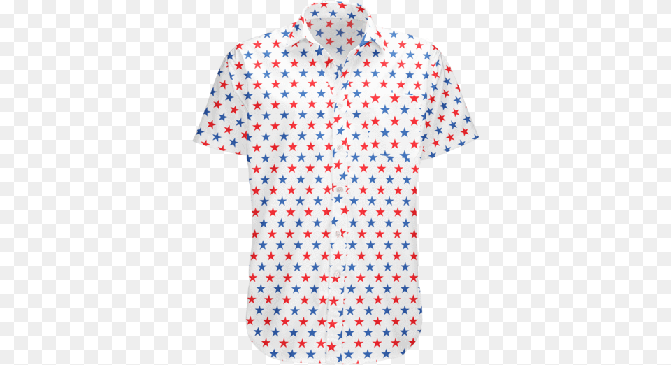 Red White And Blue Stars White Shirt With Blue Polka Dots, Blouse, Clothing, Adult, Male Png Image
