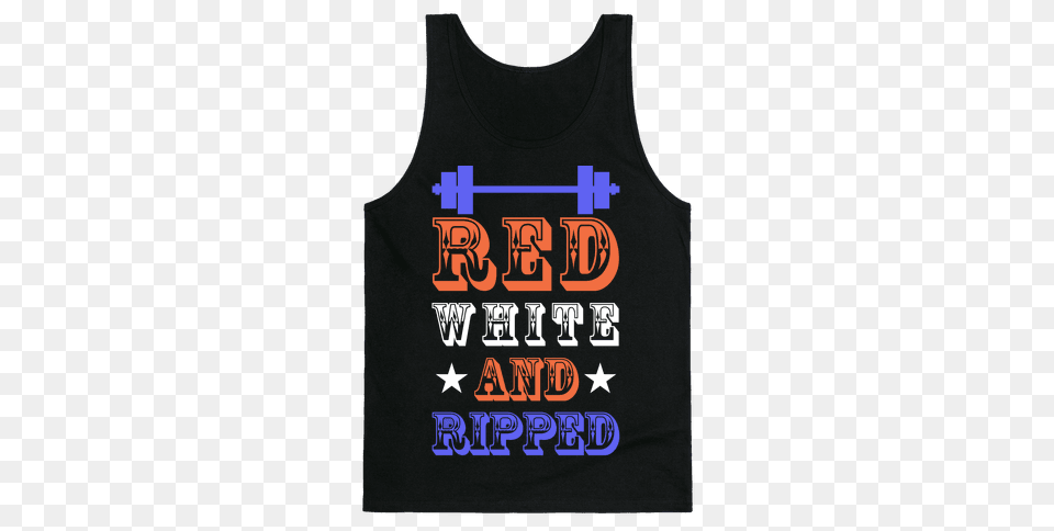 Red White And Ripped Tank Top Lookhuman, Clothing, Tank Top, T-shirt, Vest Free Png