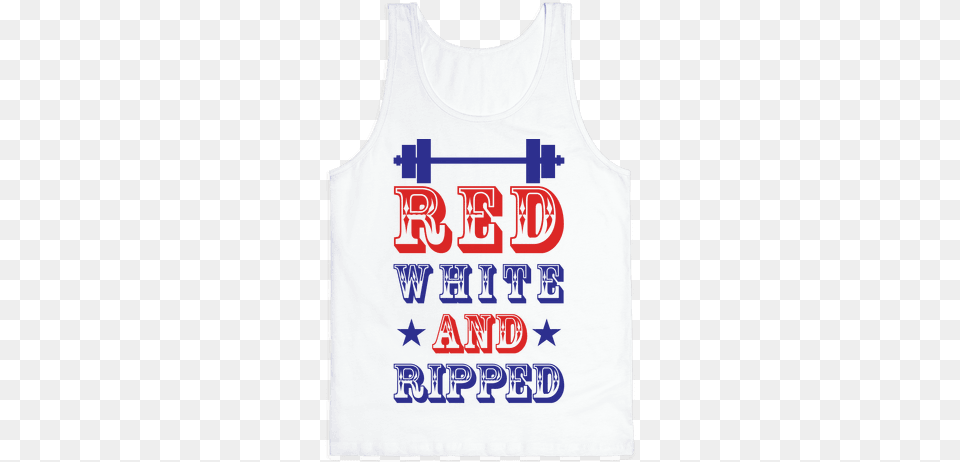 Red White And Ripped Tank Workout Puns, Clothing, Tank Top, Vest Png Image
