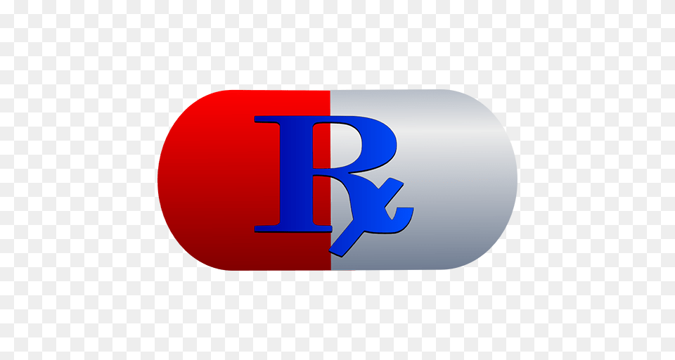 Red White Capsule Blue Rx Clipart Image, Logo, Text Free Transparent Png