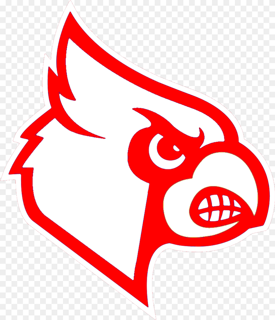 Red White Cardinals Louisville Cardinals Logo Svg, Sticker, Dynamite, Weapon, Text Free Png Download