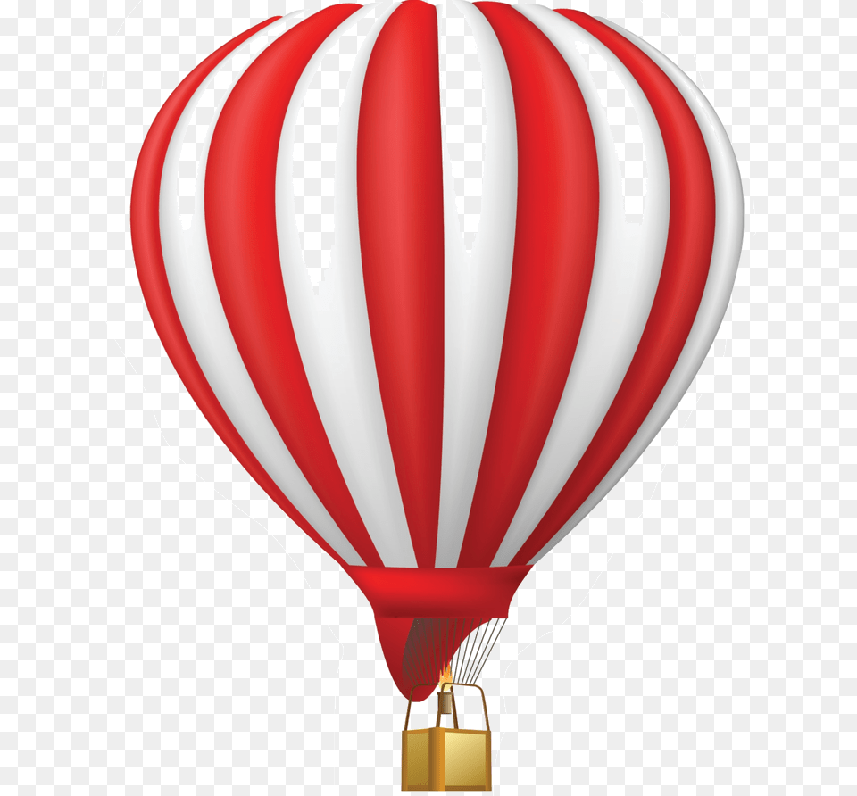 Red White Striped Balloon Hot Air Balloon Clipart Transparent, Aircraft, Hot Air Balloon, Transportation, Vehicle Free Png