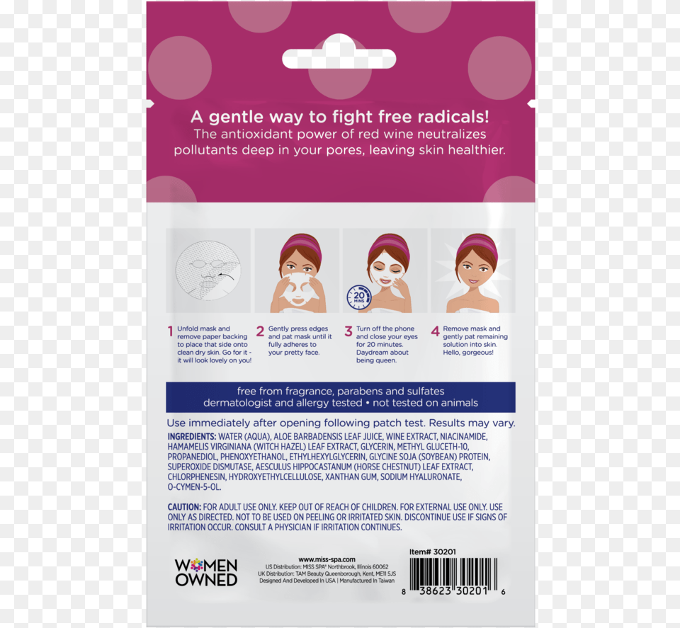 Red Wine Facial Sheet Mask Red Wine Facial Sheet Mask Facial, Advertisement, Poster, Adult, Female Png Image