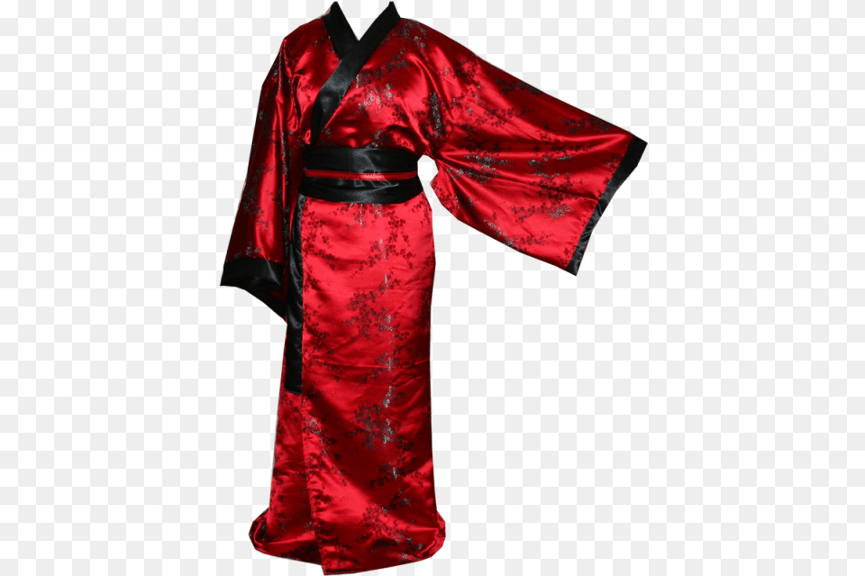 Red With Black Sakura Kimono, Formal Wear, Clothing, Dress, Fashion Free Transparent Png
