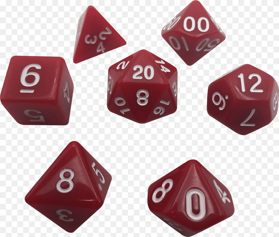 Red With White Numbers Set Of 7 Polyhedral Rpg Dice Dungeons And Dragons Dice, Game Free Png