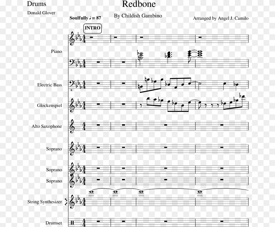 Redbone Sheet Music Composed By Arranged By Angel J Alto Saxophone, Gray Free Png