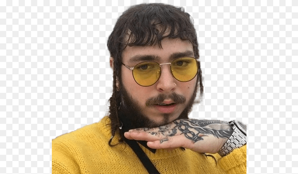 Redbubble Stickers Post Malone, Tattoo, Skin, Portrait, Face Free Png Download
