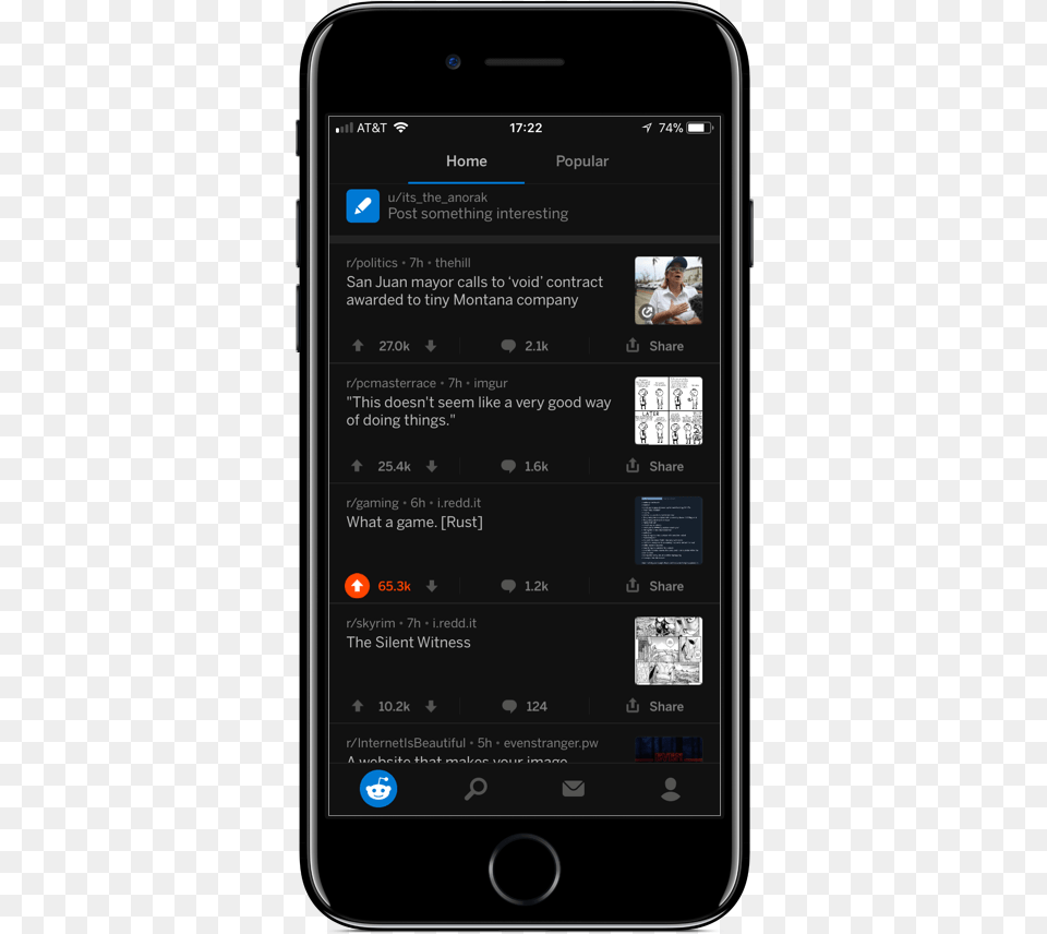 Reddit On The Iphone Iphone, Electronics, Mobile Phone, Phone, Person Free Png Download