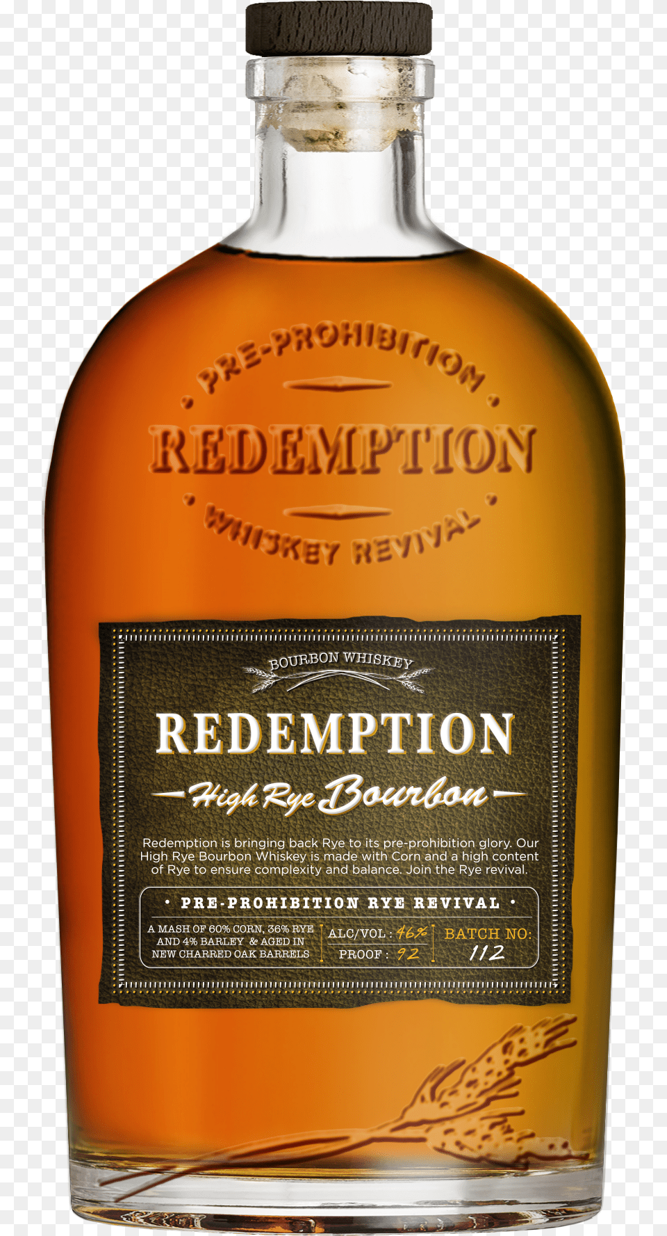 Redemption High Rye Bourbon Bottle Shot Production Redemption Bourbon High Rye Redemption High Rye Bourbon, Alcohol, Beverage, Liquor, Whisky Free Png Download