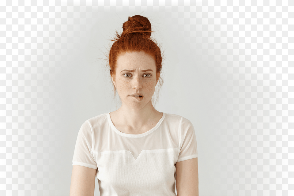 Redhead Confused Girl, Adult, T-shirt, Portrait, Photography Free Transparent Png