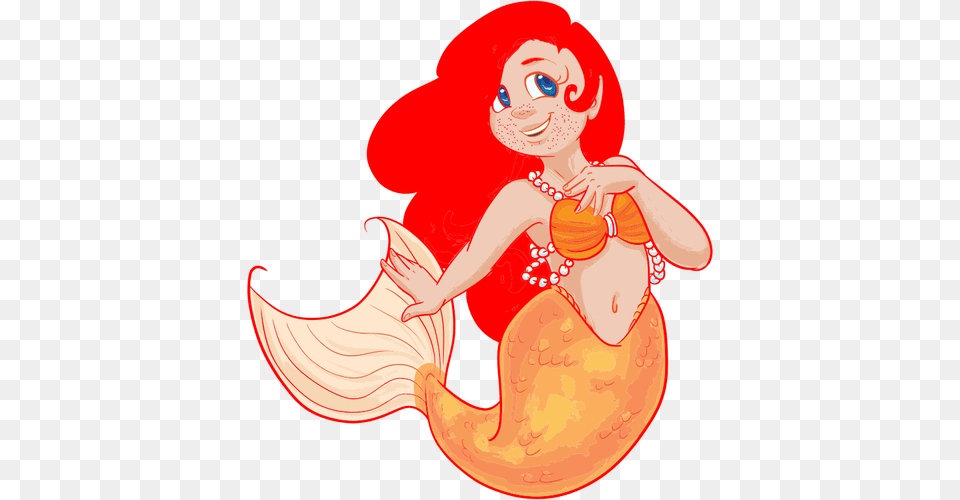 Redhead Mermaid Cartoon Mermaid Red Head, Adult, Female, Person, Woman Png
