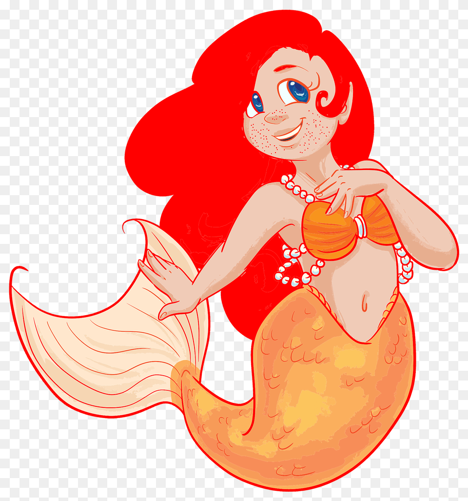 Redhead Mermaid With Freckles Clipart, Baby, Person, Face, Head Free Png