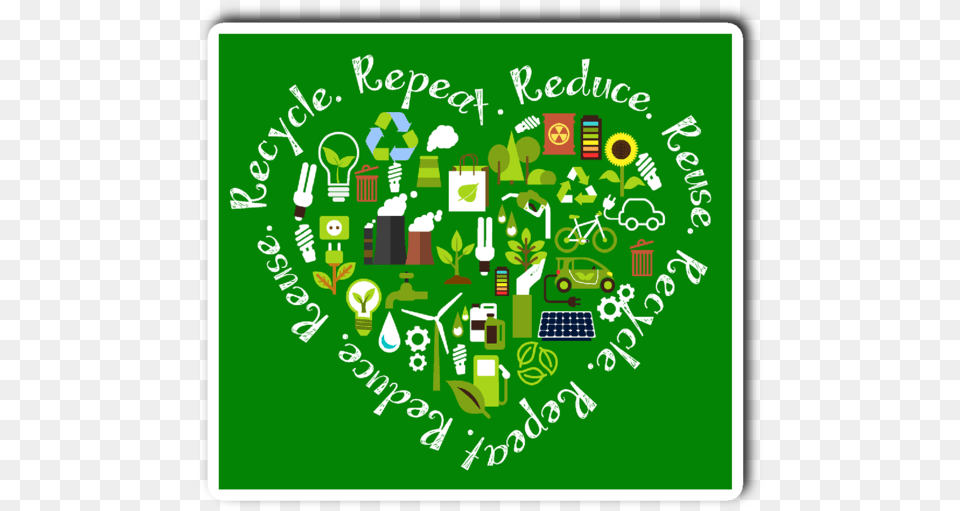 Reduce Reuse Recycle Repeat Vinyl Die Cut Sticker Poster On Save Energy, Green, Recycling Symbol, Symbol, Blackboard Png